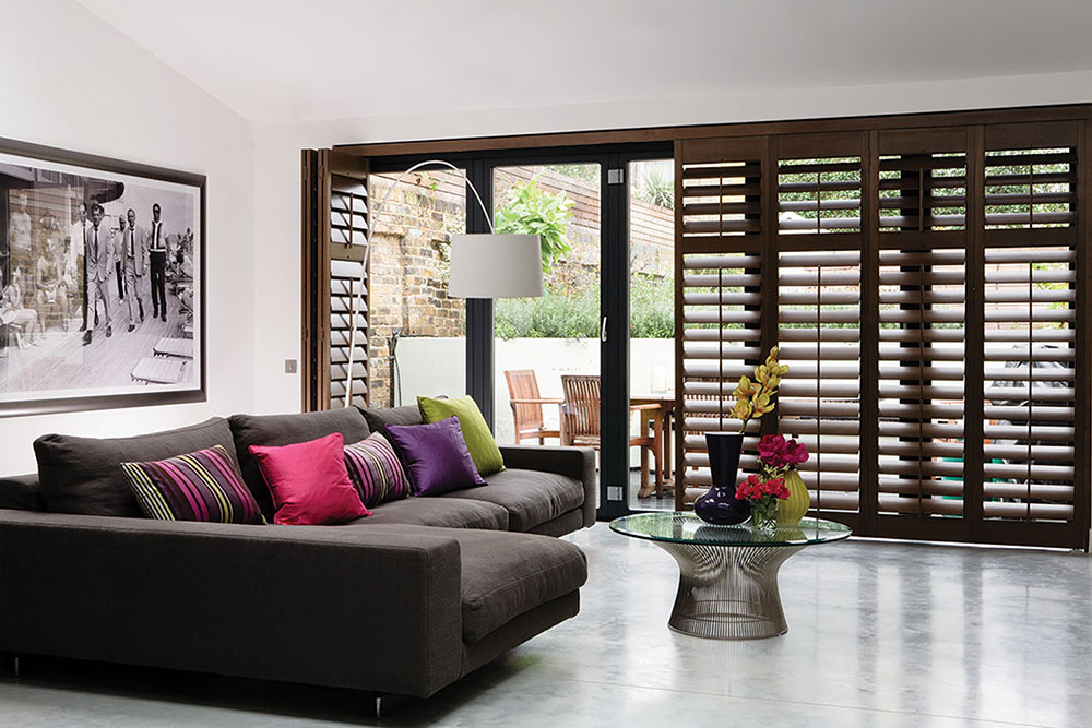 American Walnut Bifold Shutters - BBD Blinds Ltd - Bishop