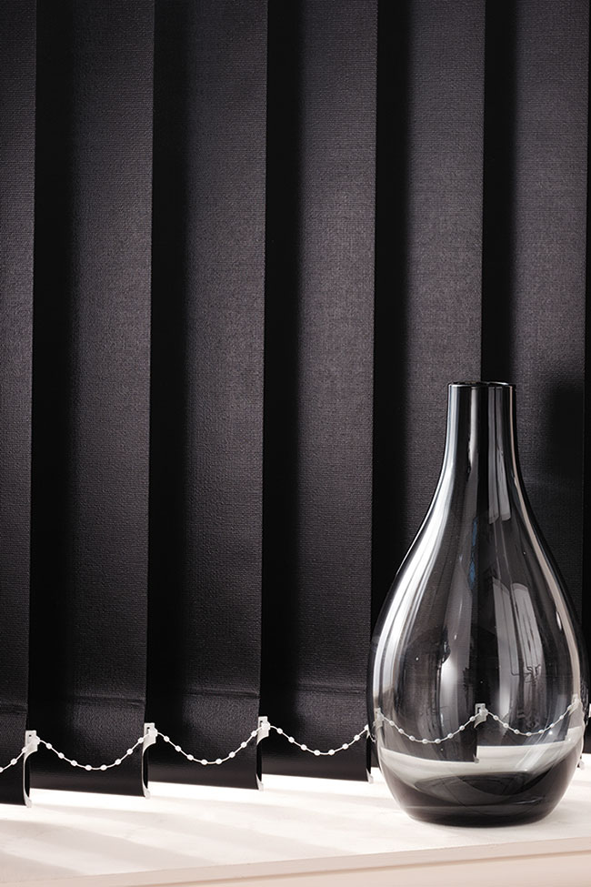 Exlite Black Vertical Louvre Blinds - BBD Blinds Ltd - Bishop